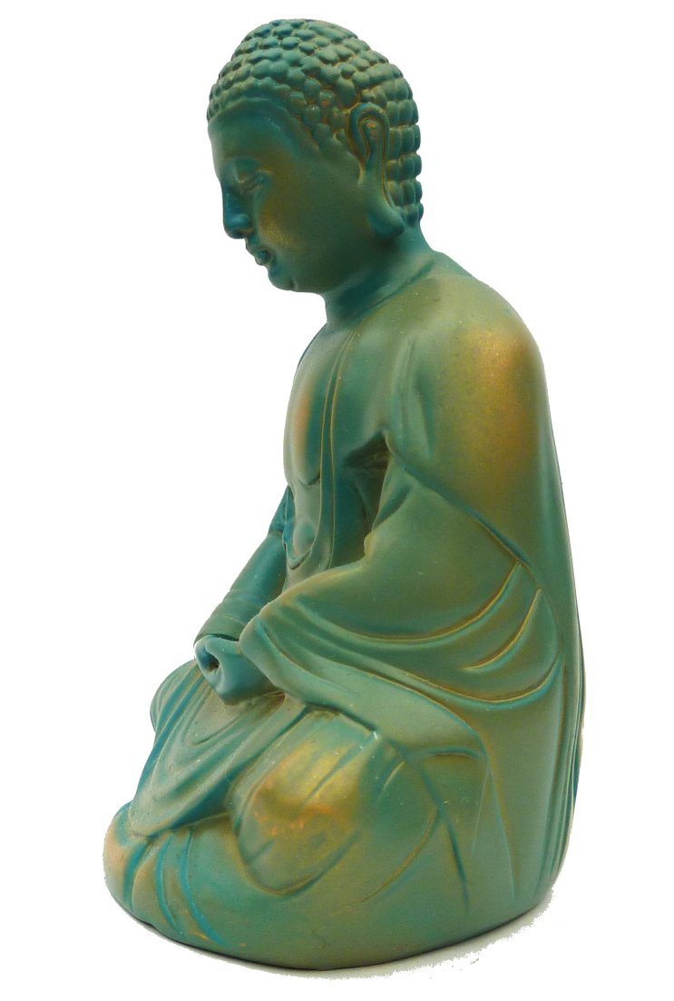 Meditating Buddha Statue - Green/Gold