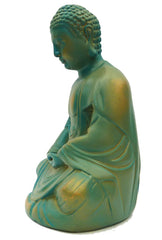 Meditating Buddha Statue - Green/Gold