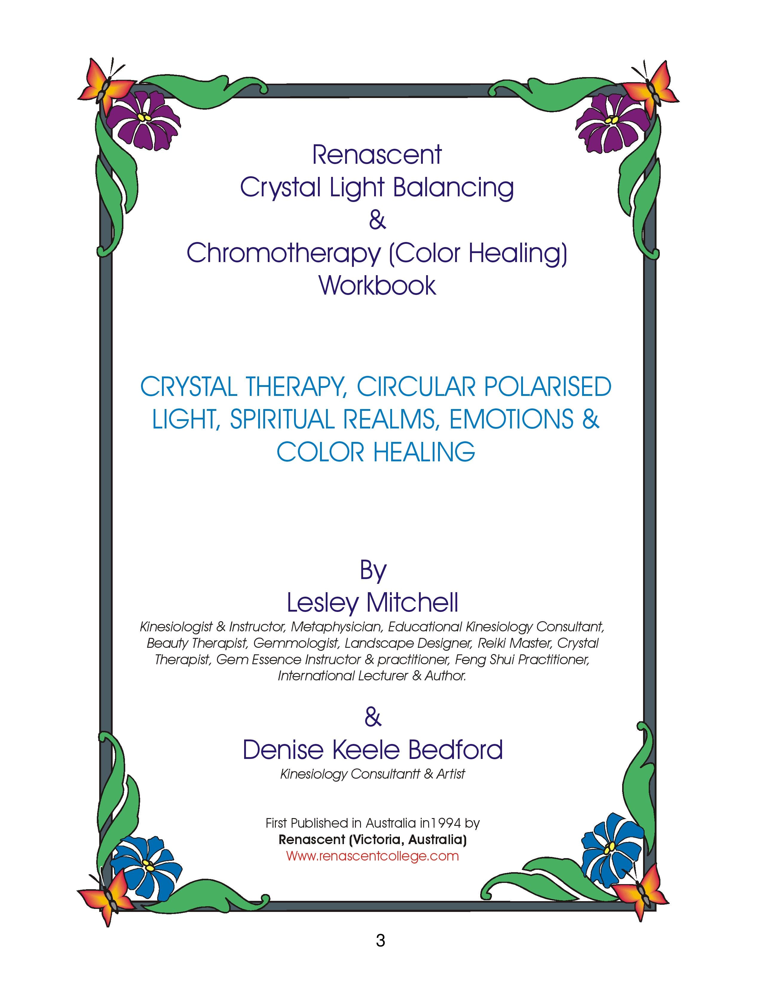 Crystal Light Balancing and Chromotherapy Workbook