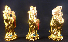 Golden Fuk Luk Sau Statues - Fu Lu and Shou Statues