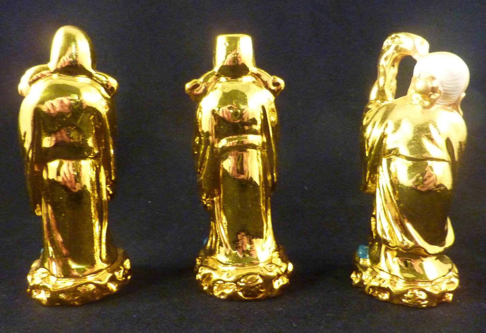 Golden Fuk Luk Sau Statues - Fu Lu and Shou Statues