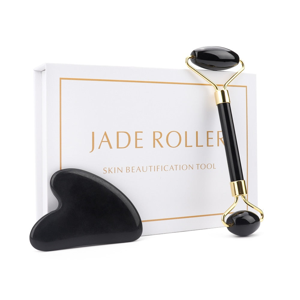 Duel Jade Roller Gua Sha Face-lift Set Facial Massage Roller