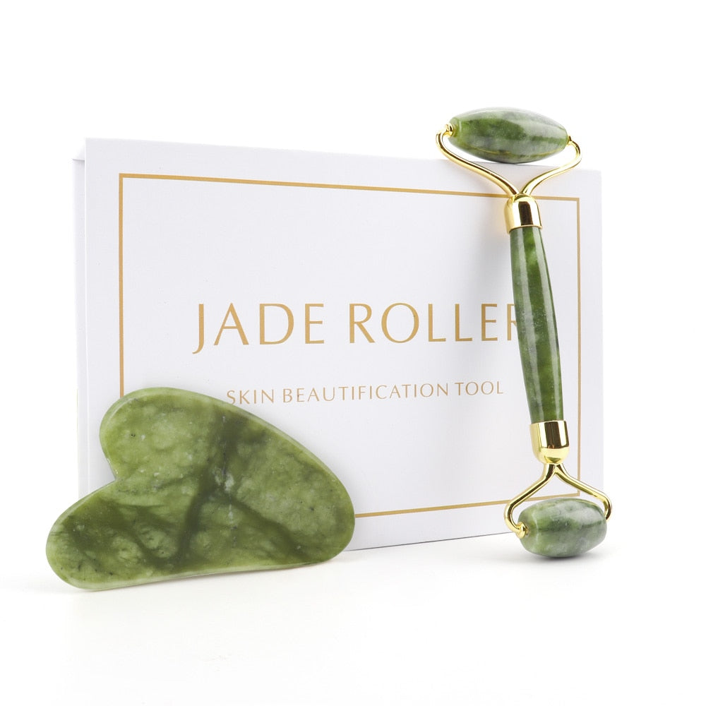 Duel Jade Roller Gua Sha Face-lift Set Facial Massage Roller