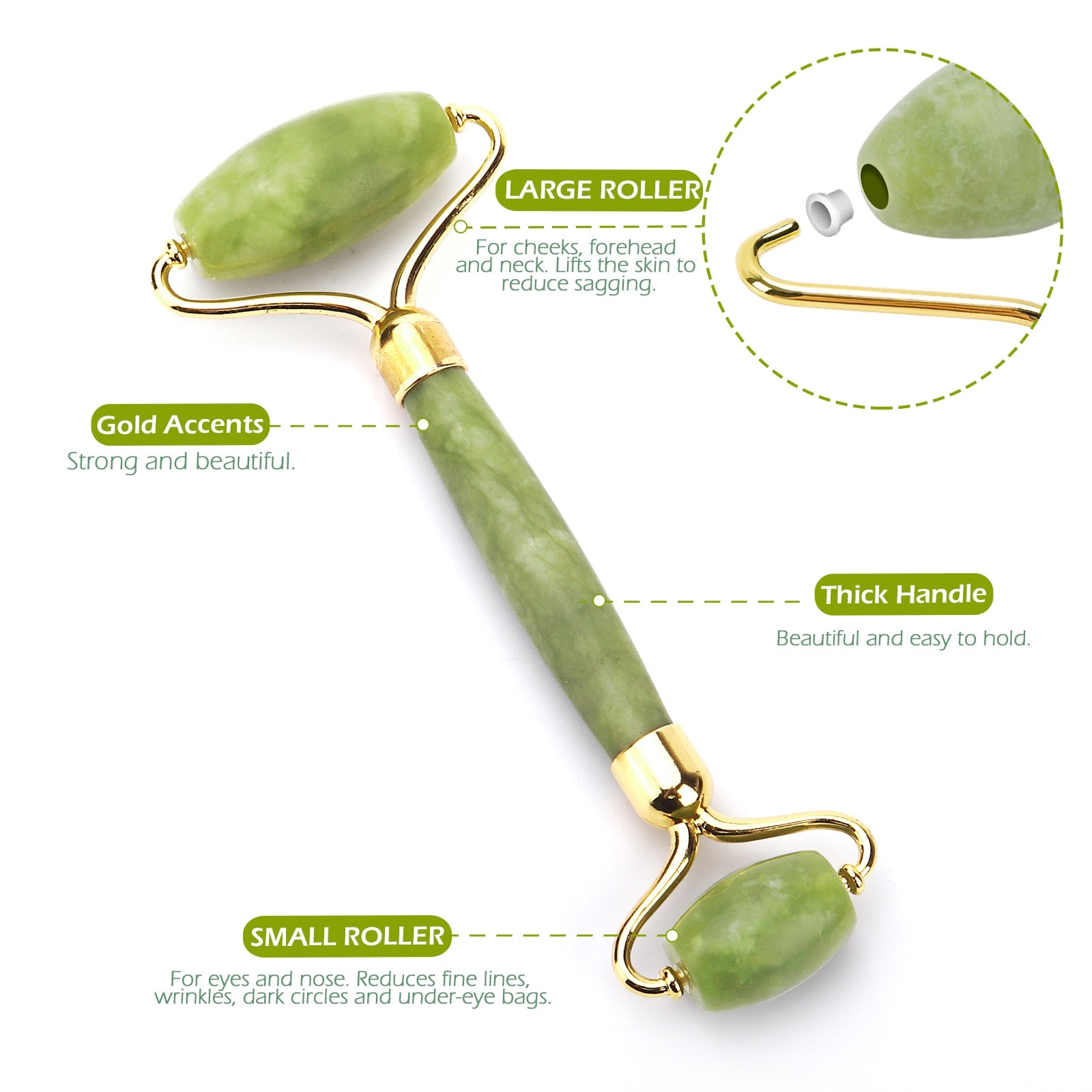 Duel Jade Roller Gua Sha Face-lift Set Facial Massage Roller