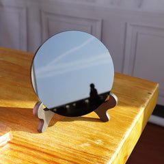 Black Obsidian Scrying Mirror With Pedestal